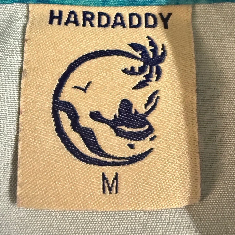 Hardaddy Mens Button Down Shirt Sea Monster Skeleton Tiki Blue M Hawaiian